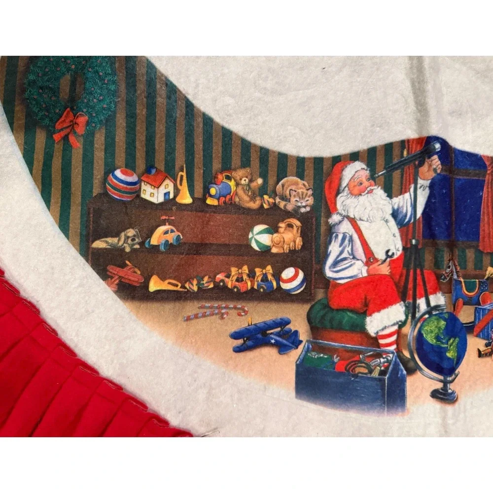 Vintage Christmas Tree Skirt Santa Toys 44
